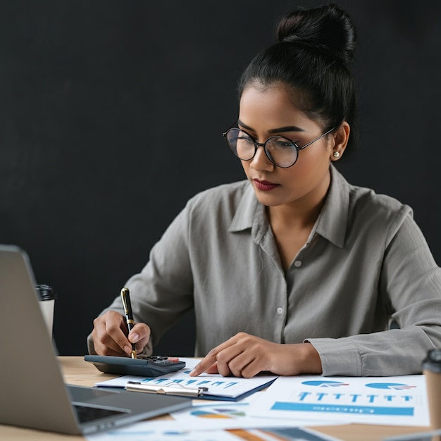 Clean accounting workspace with carefully arranged documents and a single pen